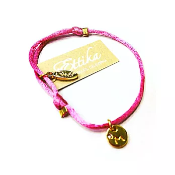 Ettika Initial Satin Bracelet 幸運衝浪手環 粉紅色繩水晶字母M