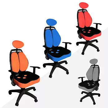 【凱堡】雙背腰頭靠調整三孔辦公椅/電腦椅(四色)灰