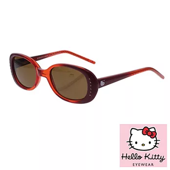 Hello Kitty 兒童太陽眼鏡-閃亮酷炫款圓,附Kitty眼鏡盒深紅