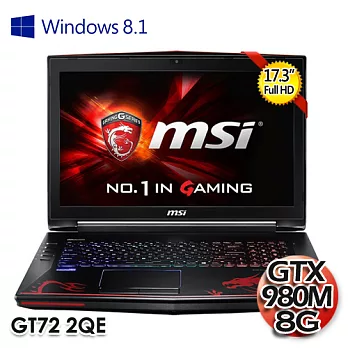 msi 微星 GT72 2QE 17.3吋/i7-4720HQ/32G/512G+1TB/GTX980M 8G獨顯 Win8.1電競筆電