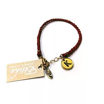 Ettika Initial Leather Bracelet 幸運編織手環 紅皮革字母K