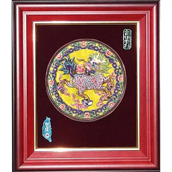 鹿港窯-交趾陶開運裝飾壁飾-官印麒麟(圓形)
