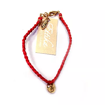 Ettika Initial Leather Bracelet 幸運編織手環 紅皮革水晶字母B