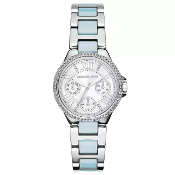 Michael Kors嬌貴華麗女人晶鑽腕錶-銀X藍