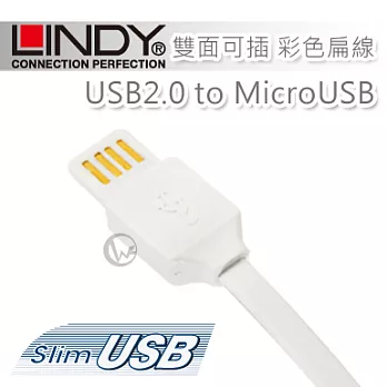 LINDY 林帝 USB2.0 to MicroUSB 雙面可插 彩色扁線 1m30911