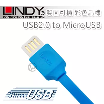 LINDY 林帝 USB2.0 to MicroUSB 雙面可插 彩色扁線 1m30921