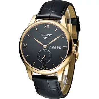 天梭 TISSOT Le Locle 立洛克小秒針機械錶 T0064283605801黑x玫瑰金