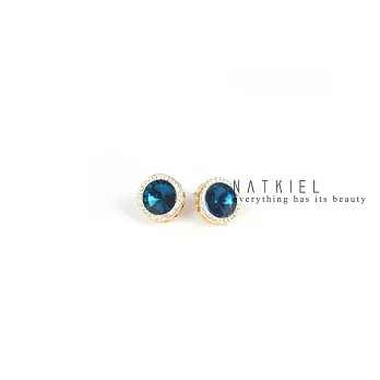 英國NATKIEL-復古閃耀藍鑽圓形耳環