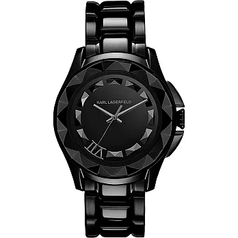 KARL LAGERFELD KARL 7系列搖滾星錐三針腕錶-黑