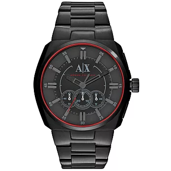 A│X Armani Exchange 超越法則計時腕錶-紅框黑