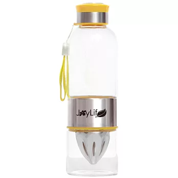 JoyLife 可提式玻璃杯316不鏽鋼頭檸檬杯/榨汁瓶/隨手瓶550ml-黃色