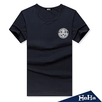 T恤 彈性修身個性印花短袖上衣 三色-HeHa-2XL（藍色）