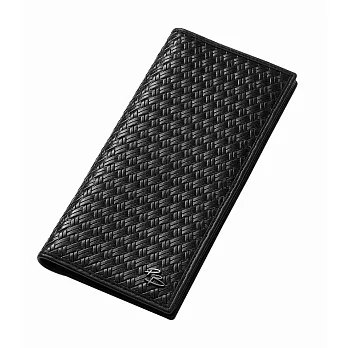 【UH】PIERRE BALMAIN - 素色編織牛皮長夾 - 黑色