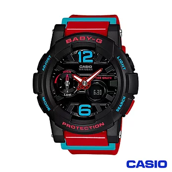 CASIO卡西歐 Baby-G 衝浪極限運動錶-黑紅 BGA-180-4B