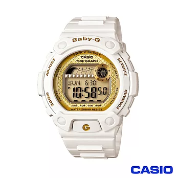 CASIO卡西歐 BABY-G衝浪概念金屬感潮汐腕錶-白 BLX-100-7B