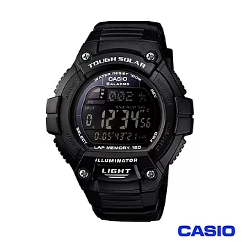 CASIO 卡西歐 日系光動能多功能運動錶-黑 W-S220-1B