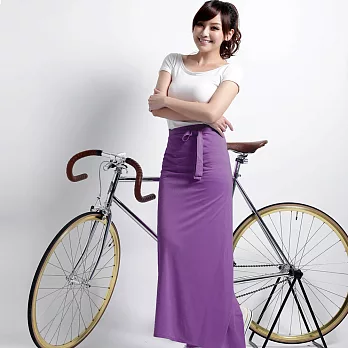 【遊遍天下】MIT涼感抗UV防曬吸排多功能一片裙117(加大尺碼)FREE紫色