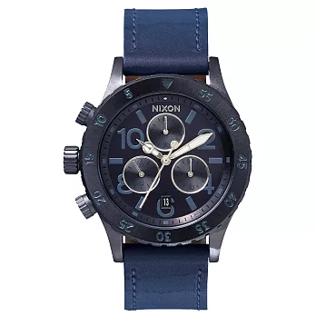 NIXON 38-20 CHRONO 潮流重擊運動腕錶-鐵藍x漸層皮帶