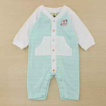 【愛的世界】橫紋V領兩用嬰衣-台灣製-3M水藍色