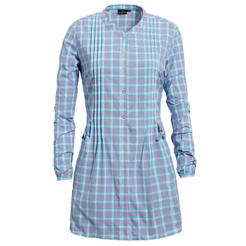 【hilltop山頂鳥】女款SUPPLEX 吸濕快乾長袖長版襯衫S05F55-M水藍/粉紅