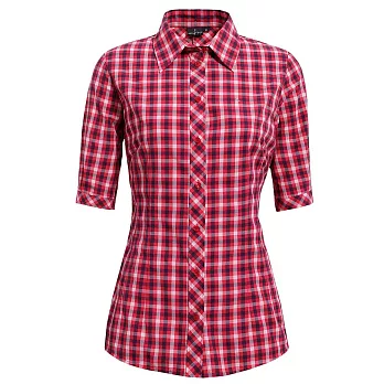 【hilltop山頂鳥】女款SUPPLEX 吸濕快乾短袖襯衫S06F49-S紅/粉紅格子