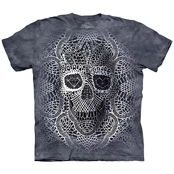 【摩達客】美國進口The Mountain 蕾絲骷髏 純棉環保短袖T恤[現貨+預購]S大人版