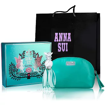 【ANNA SUI 安娜蘇】許願精靈彩漾禮盒(淡香水30ml+同款化妝包+精緻沐浴球+紙袋)