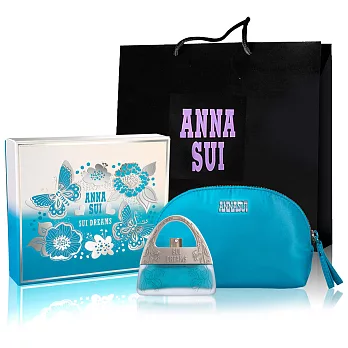 【ANNA SUI 安娜蘇】甜蜜夢鏡彩漾禮盒(淡香水30ml+同款化妝包+精緻沐浴球+紙袋)