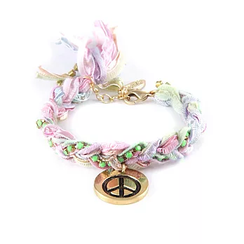 Ettika 美國品牌 圓形PEACE和平墜 水晶編織幸運手鍊 粉紫藍色