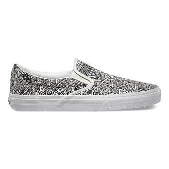 【G.T Company】VANS CLASSIC SLIP-ON 帆布滑板鞋戶外休閒鞋紋路圖騰8.5圖驣黑白