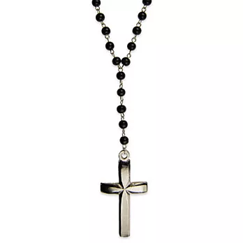 ETTIKA 美國品牌 銀色大十字架 黑珠珠 Y型長項鍊