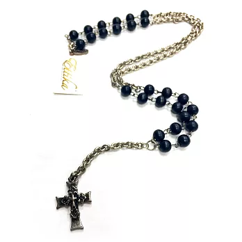 ETTIKA 美國品牌 FAITH 十字架 三層款 黑色珠珠銀色長項鍊 Y字型