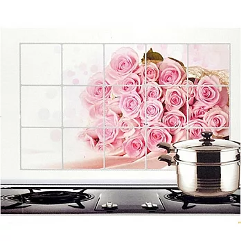 【樸生活】高檔家用廚房防油瓷磚牆貼紙x4入組玫瑰
