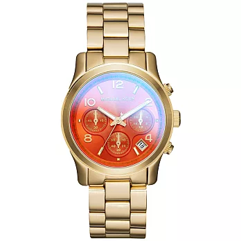 Michael Kors 迷人都會風情時尚腕錶-鍍膜橘x金
