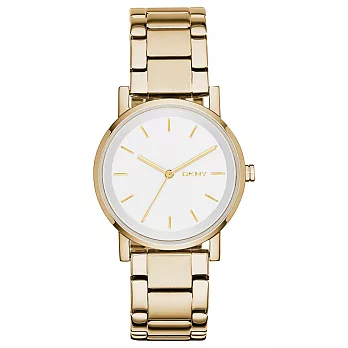 DKNY 紐約風格時尚三針腕錶-白x金