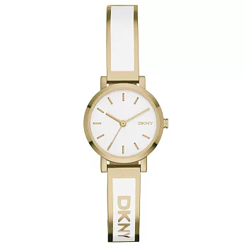 DKNY Soho經典愛戴個性腕錶-白x金