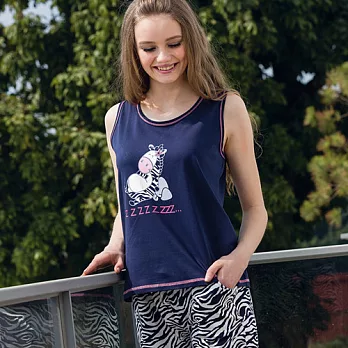 【皮爾卡登】深藍Q斑馬居家睡衣褲M藍