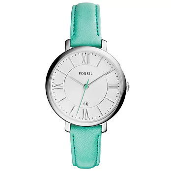 FOSSIL 網羅質感日期時尚腕錶-銀框x綠