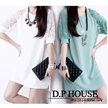 EOWYN．新款夏裝韓版蕾絲露肩中袖百搭打底a字裙連衣裙（優質版）/白色/黑色/淺綠色/L/M/S/XL/XXL/XXXL/TL001-L99625-25/3色/現貨+預S淺綠色