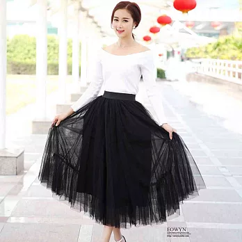 EOWYN．新款實拍2015春夏韓版網紗8米大擺裙半身裙長裙李多海同款/黑色/酒紅色/淺灰色/杏色/均碼/TL001-L99659-59/4色/現貨+預購FREE黑色