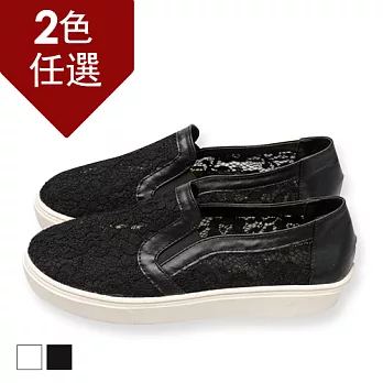 FUFA MIT蕾絲花透感懶人鞋(N24)-共兩色23.5黑