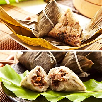 樂活e棧-頂級素食滿漢全席粽子+素食客家粿粽子(6顆/包，共2包)