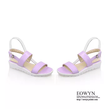 EOWYN．最新流行新款穿著舒適風格百搭時尚釦環休閒平底涼鞋EMD00632-53/3色/34-39碼現貨+預購34紫色