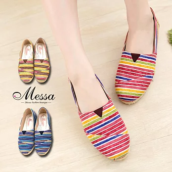 【Messa米莎專櫃女鞋】MIT 韓感時尚手作塗鴉風經典拼貼樂福鞋-三色36棕色
