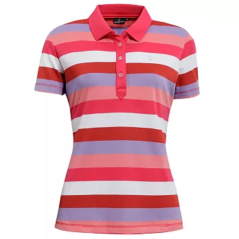 【hilltop山頂鳥】女款吸濕快乾彈性短袖POLO衫S14FB3-S紅/ 艷麗粉條紋