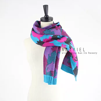 英國NATKIEL-時尚造型亮色迷彩紋圍巾