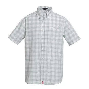 【hilltop山頂鳥】男款SUPPLEX 吸濕快乾短袖襯衫S06M51-XL綠/白格