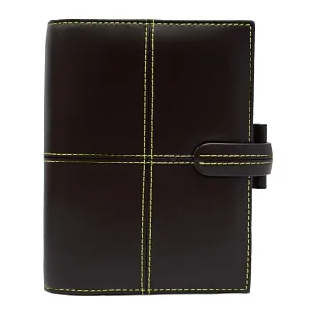 filofax 經典CLASSIC 口袋型萬用手冊(小)-咖啡/黃線