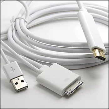 新款Apple 30pin (公)+自帶HDMI (公) +自帶USB充電型影音傳輸轉接器