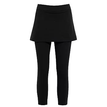 【hilltop山頂鳥】女款抗UV彈性吸濕快乾針織七分褲裙S07FC5-32黑